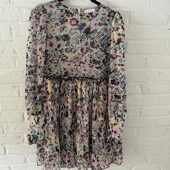 GANNI Egrite Floral Pleated Georgette Dress SMALL - Picture 1 of 5